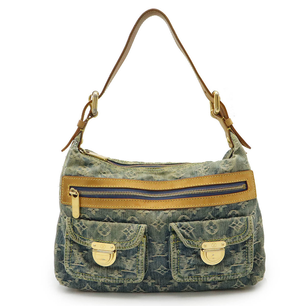 LOUIS VUITTON Monogram Denim Baggy Shoulder Bag Hobo Semi Shoulder Blue